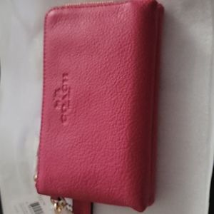 Coach genuine leather wristlet wallet 6" x 4"